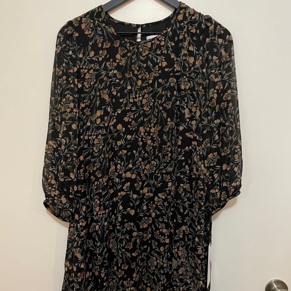 Calvin Klein Black Floral Dress | Size 12